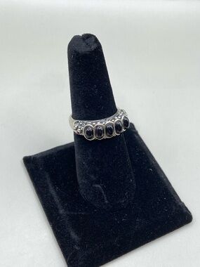 Carolyn Pollack Sterling Silver Five Stone Black Onyx Ring